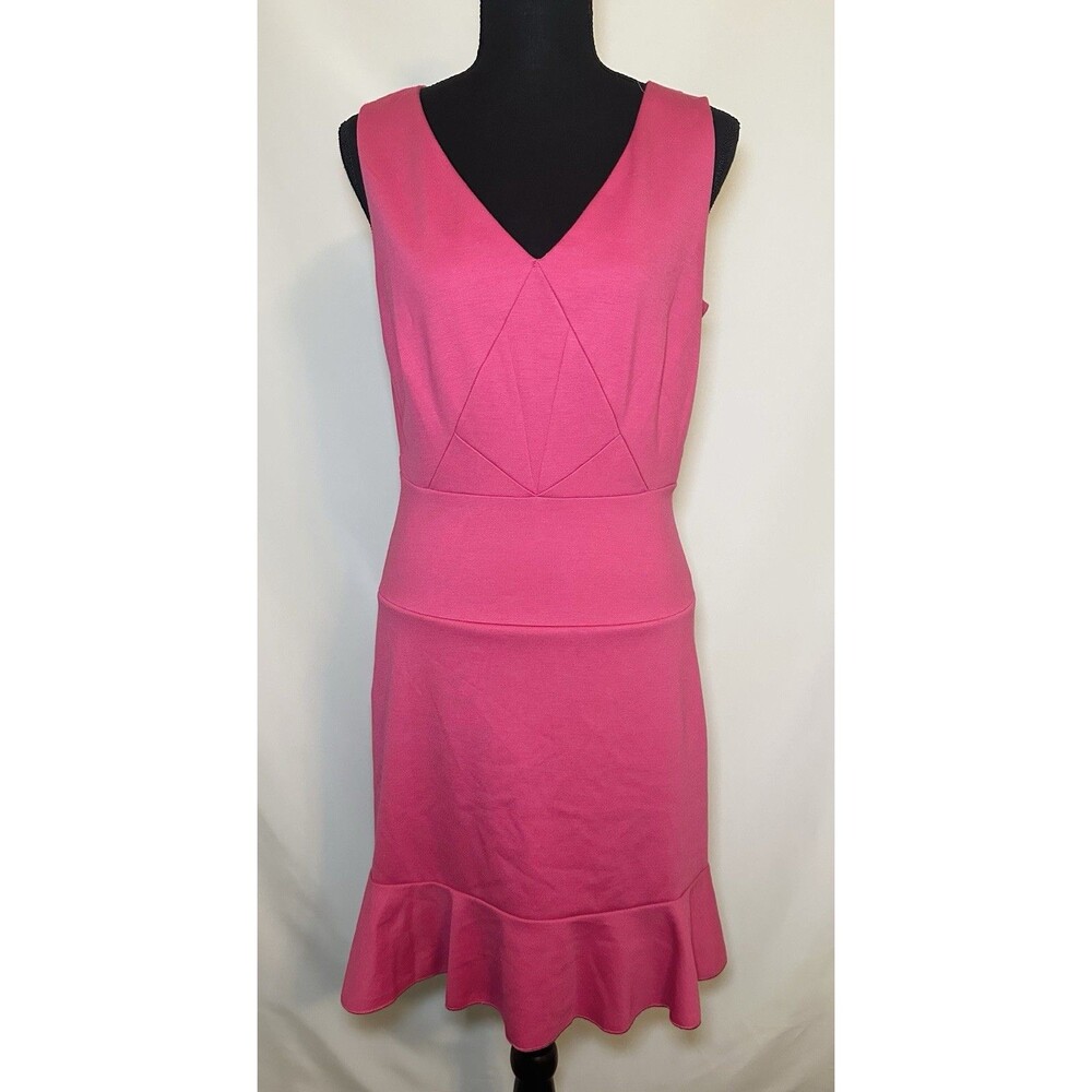 Jennifer Lopez Pink‎ Ponte Sheath Sleeveless Bottom Ruffle Dress Women's 6